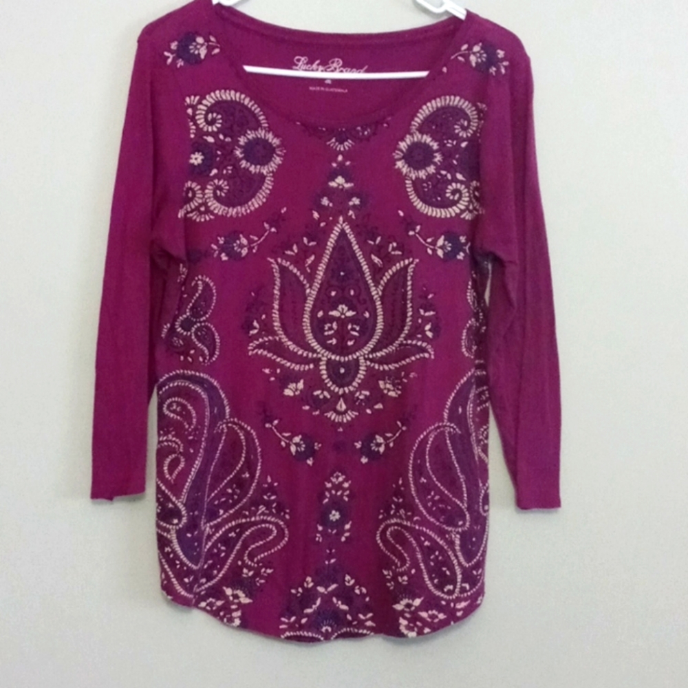 Lucky Brand plum paisley top
